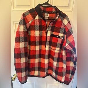 The North Face Red and Black Checkered Fleece Jacket